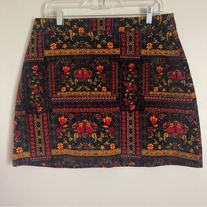 H&M Coachella Collection A-line Boho Velvet-like Mini Skirt in Size 12
